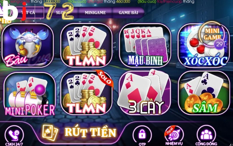 Hướng dẫn tham gia game bài BJ 72